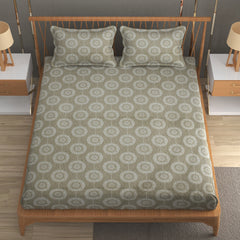 Solar Spin Cotton Fitted Bed Sheet Set (Olive Green)