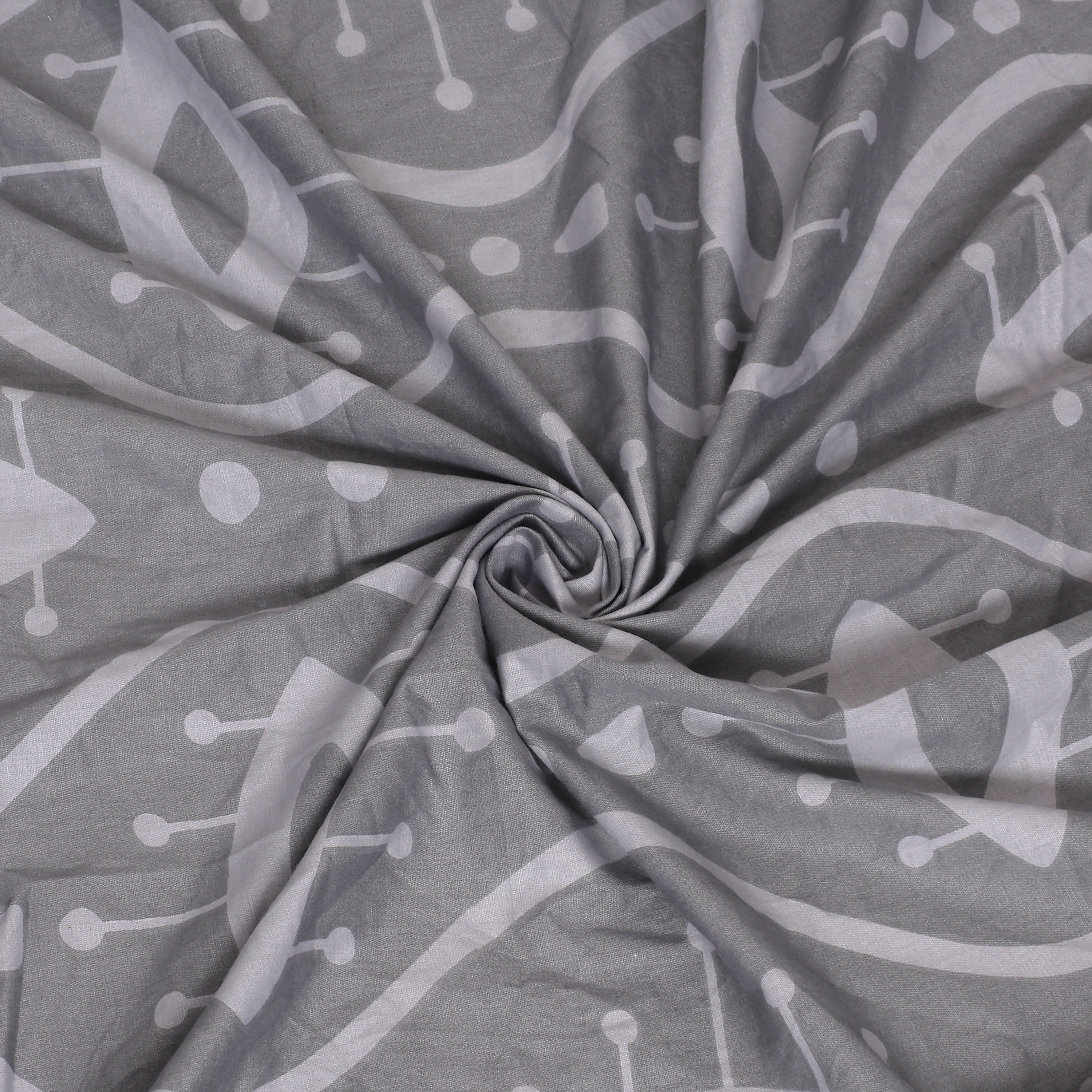 Atomic Eye Cotton Fitted Bed Sheet Set (Dark Gray)