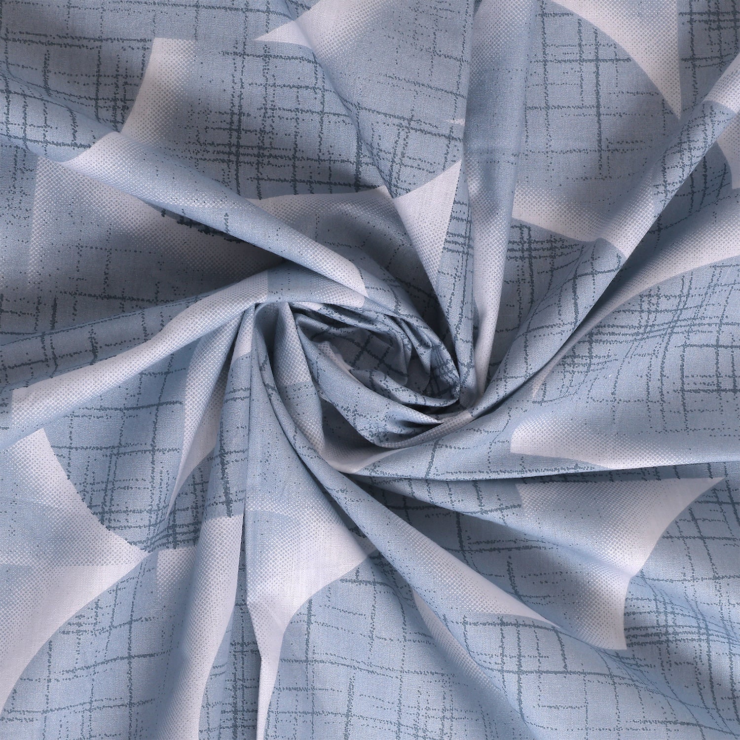 Arch Deco Cotton Fitted Bed Sheet Set (Soft Light Blue with hints of white gradient)